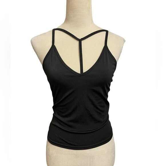 Balouke Black Strappy Spandex Form Fitting Semi-Cropped Tank Top (Small) - Picture 5 of 9